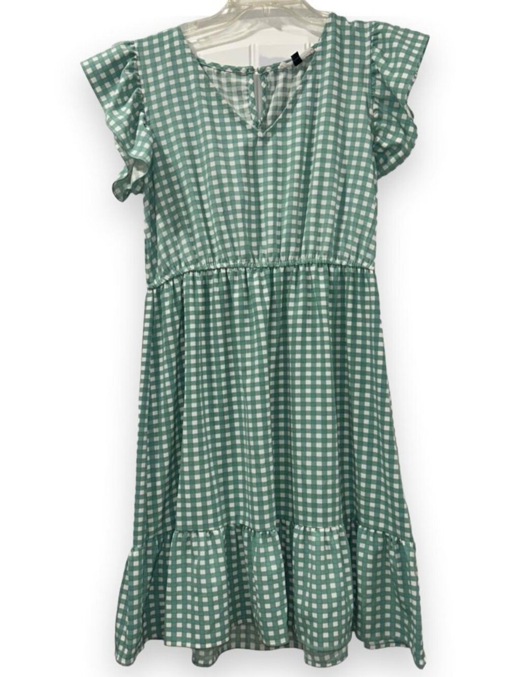 Michelle McDowell Green/White Gingham Dress Women's Small